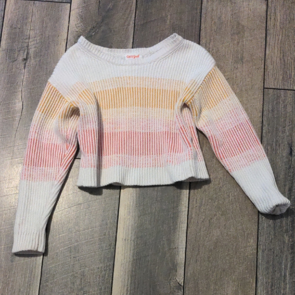 Cat & Jack White and Pink Crew Neck Sweater